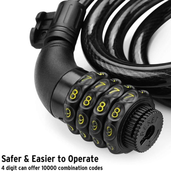Titanker Bike Lock Cable,Kids Bike Cable Basic Self Coiling Combination Cable Co - Picture 2 of 7